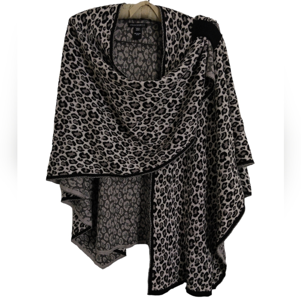 Parkhurst OS 100% Cotton Animal Print Drape Sweater Poncho